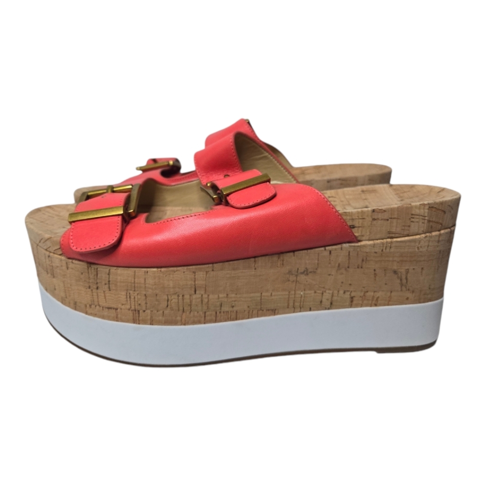 MK Coral Delilah Flatform Leather Open Toe Platform Wedge Sandal